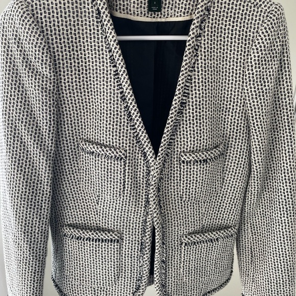 J. Crew Tweed Suit Jacket Black and White Size 2 - Picture 1 of 3